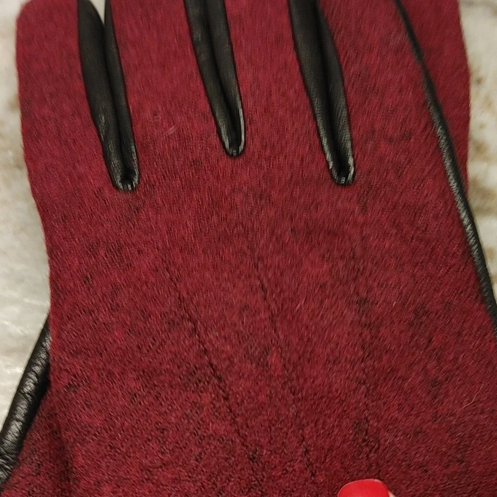 Vintage Eddie Bauer Wool and Leather Gloves Size L